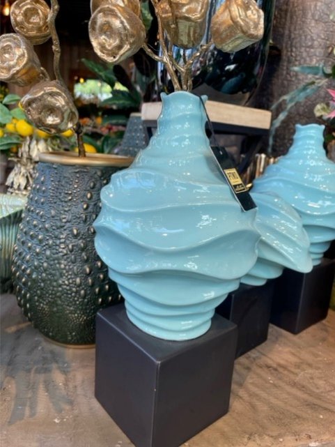 Decoratieve vaas op standaard  (L) PTMD - Ptmd blauw 1 - 2022000096